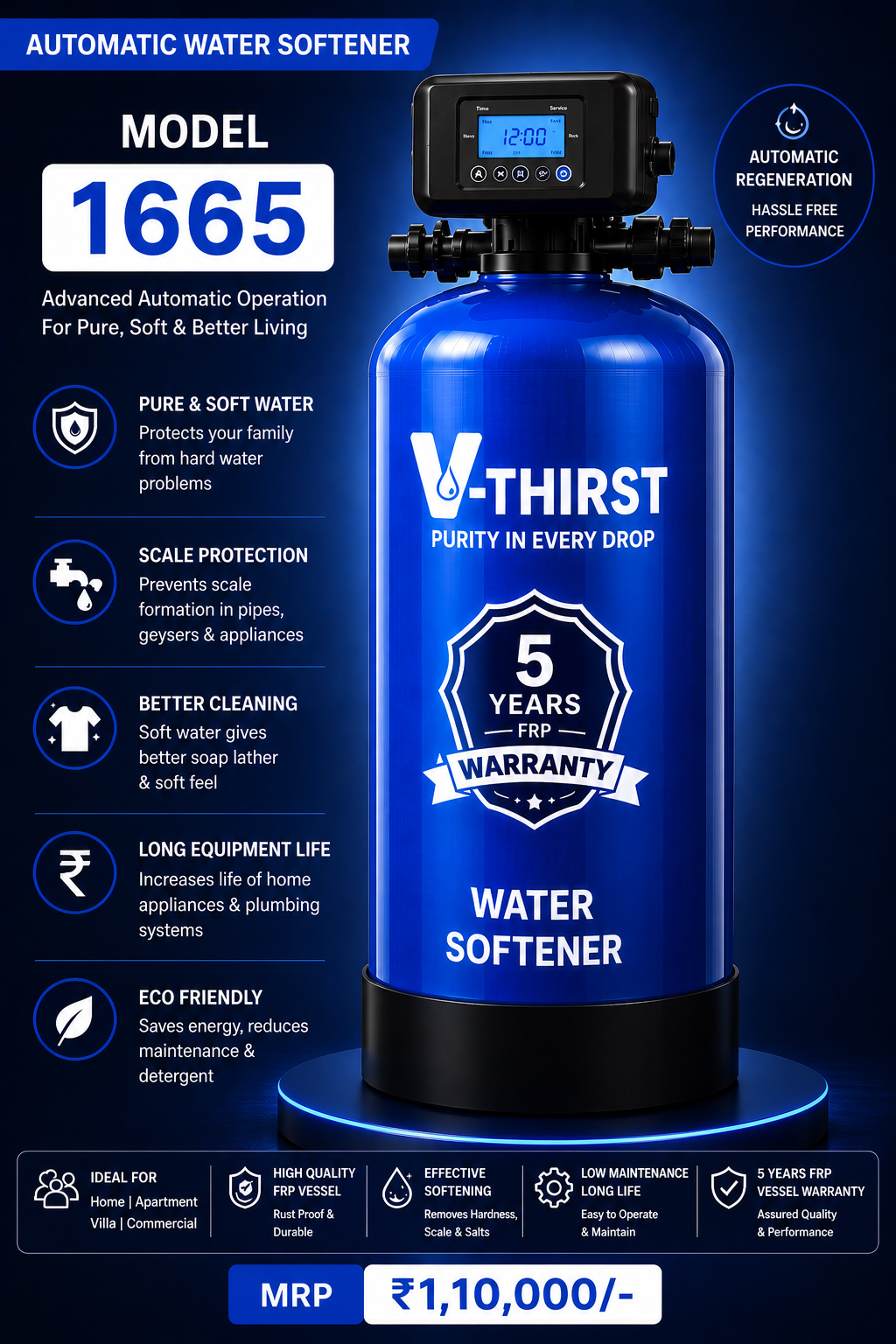 V-Thirst Water Softener 1665 (Automatic)