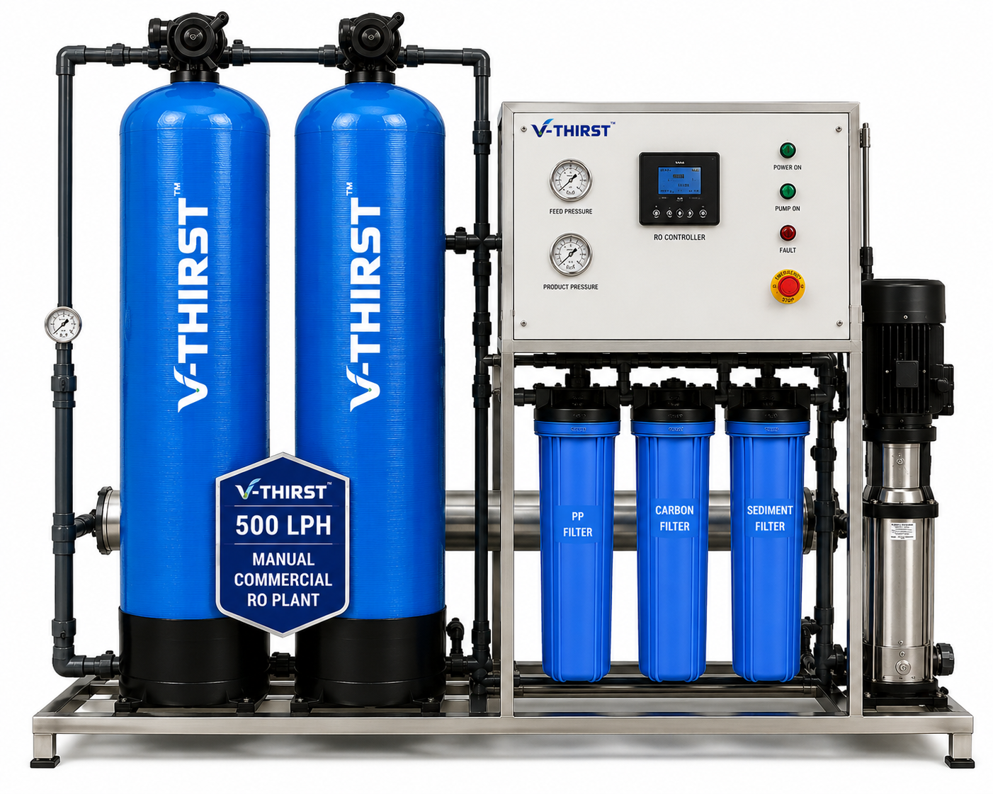 V-Thirst 500 LPH Manual Commercial RO Plant