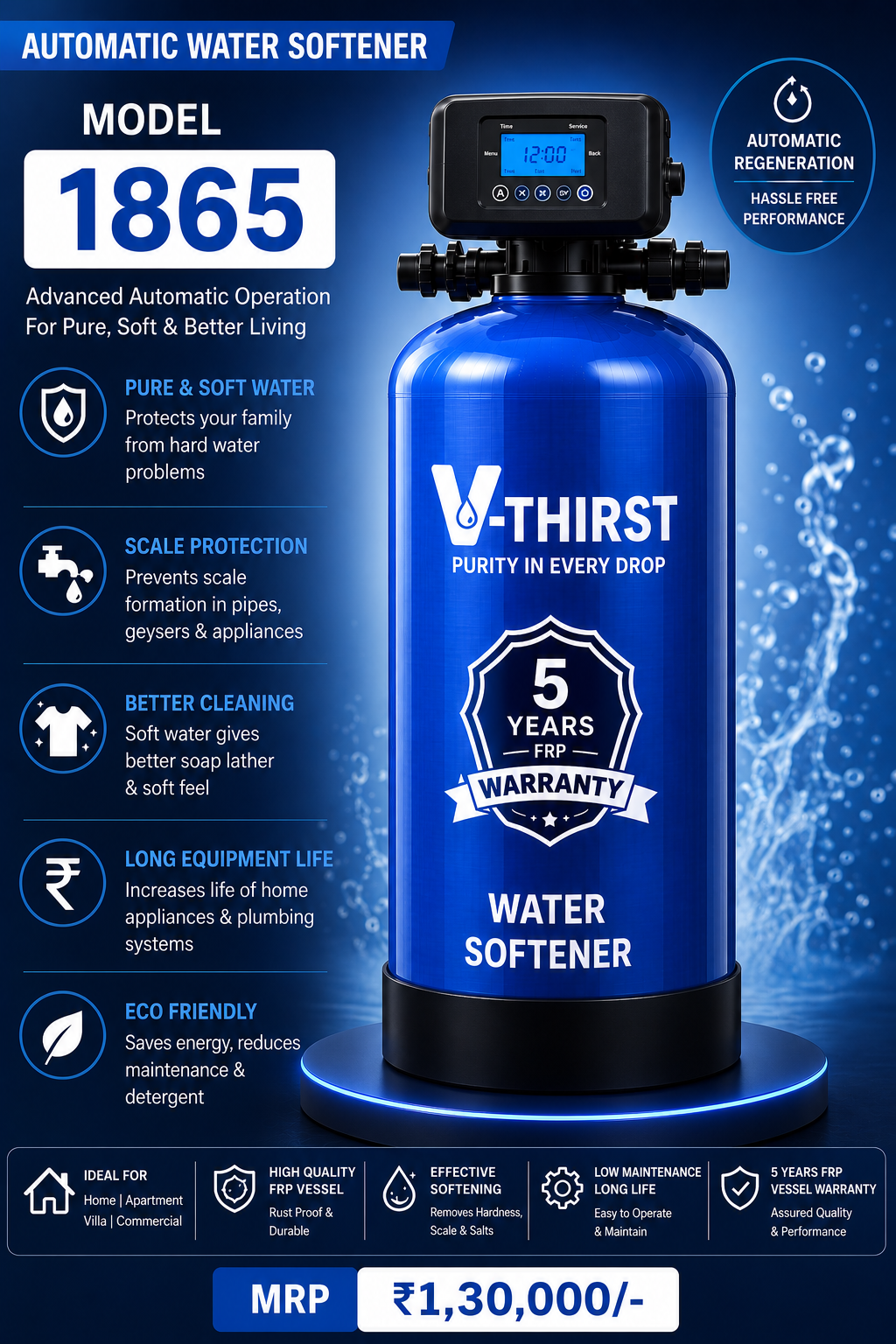 V-Thirst Water Softener 1865 (Automatic)